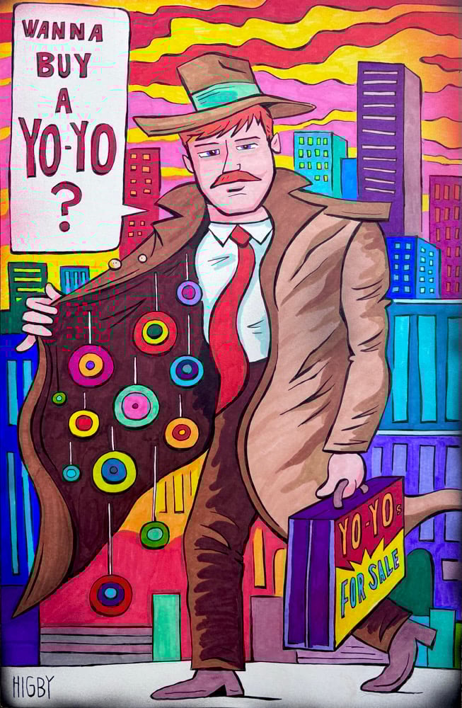 Image of Wanna Buy a Yo-Yo?  Original ink illustration 11x17