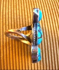 Image 3 of Vintage 7 stone turquoise cluster ring 
