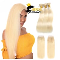 Image 1 of 3 Bundles With 5x5 HD blonde Closure straight 