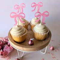 Image 4 of Moños Coquete Rosa Cupcake Toppers Sets de 12 y 24