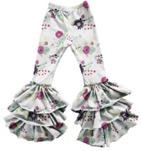 Ivory Flower Ruffle Pants