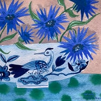 Image 2 of Cornflowers in a Blue and White Bowl