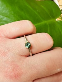 Image 8 of size 8 green tourmaline ring with sterling silver twig band