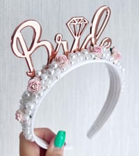 Image 4 of Bride hen do tiara crown Flower & Pearls hair accessories 