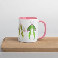 Image 1 of Cute Moth Mug with Color Inside, Cute Bugs Mug, Cute Aesthetic Mugs