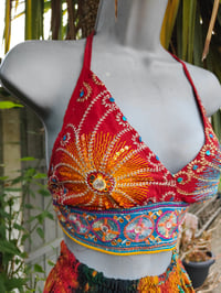 Image 2 of Bralette halter neck top -red flower 6-12 