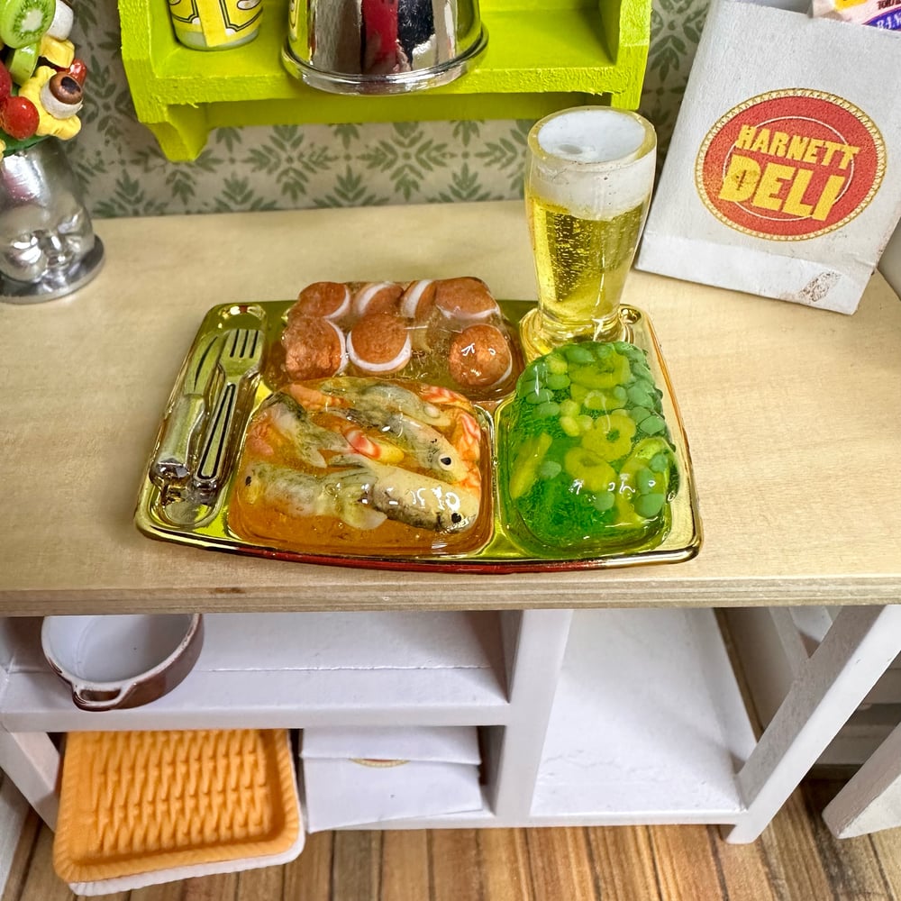 Image of Gelatin Hot Dog Meal On Tray 