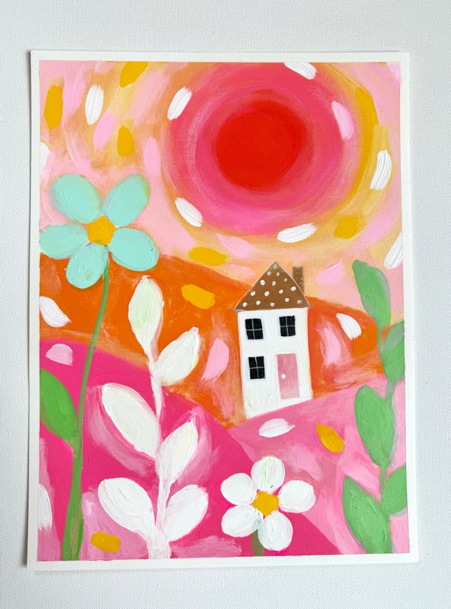 Spring sunburst. Original 9x12 paper painting.