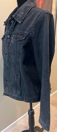 Image 4 of Vintage Black Denim Jean Jacket The Rolling Stones