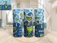 3D Blue Grinch Christmas Tumbler 