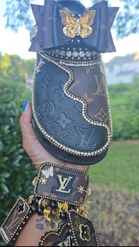 Image 1 of Black & Classic Brown Crocs w/ Bracelet Stack