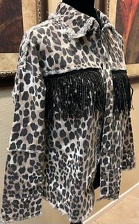 Image 3 of Handmade Leopard Print Fringe Jacket Johnny Cash