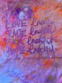 Image 1 of Rainbow tie dye  Shirt with ‘Energies’ in light purple (XL)