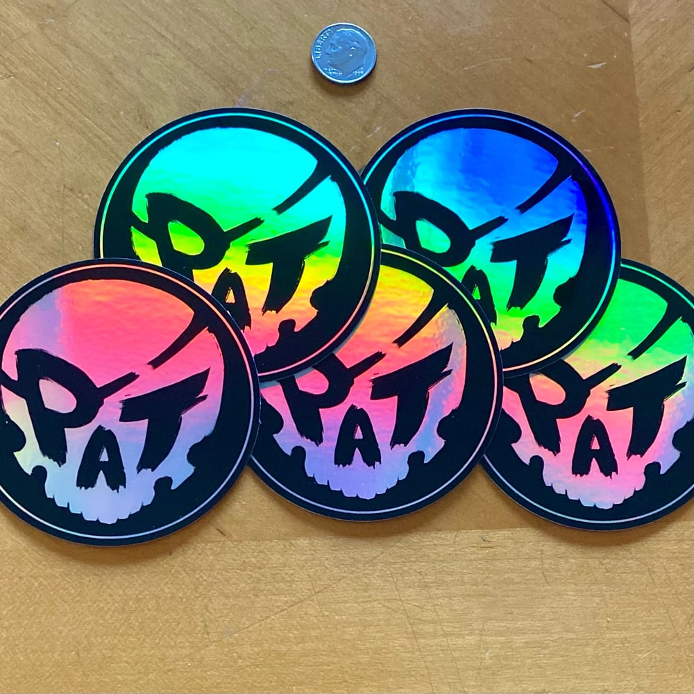 Image of 5 pack PAT SKULL HOLO-FOIL STICKER