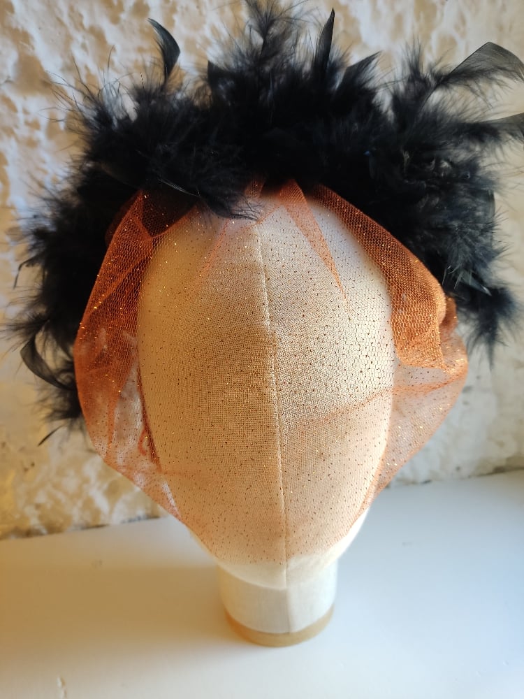 Image of Cerchietto piume e veletta Halloween 