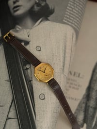 Image 5 of EXTREMELY RARE 1980-90s Citzien Gold Dial Leather Watch 