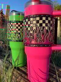 Green Checker and Flames Cup