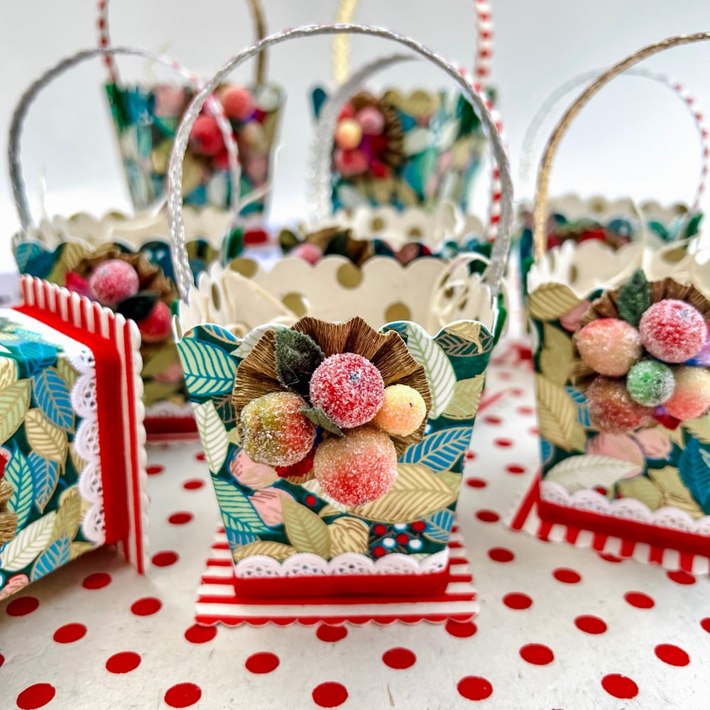 Image of Sugared Fruits and Leaves Paper Basket 
