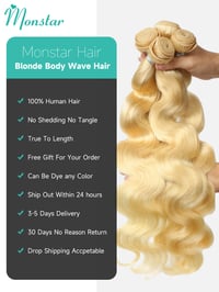 Image 2 of Blonde Brazilian Body Wave Hair Extensions – Remy Human Hair Weave Bundles