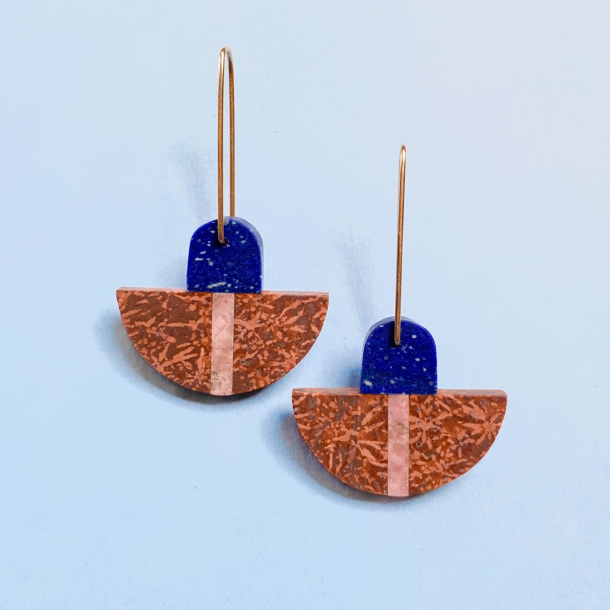 Image of Lapis, Rhyolite & Rhodonite Earrings