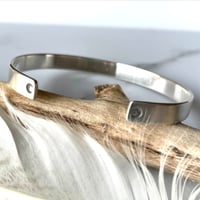 Image 3 of Gratitude attitude stamped silver cuff bracelet. Grateful loa 925 silver bangle. Law of attraction.