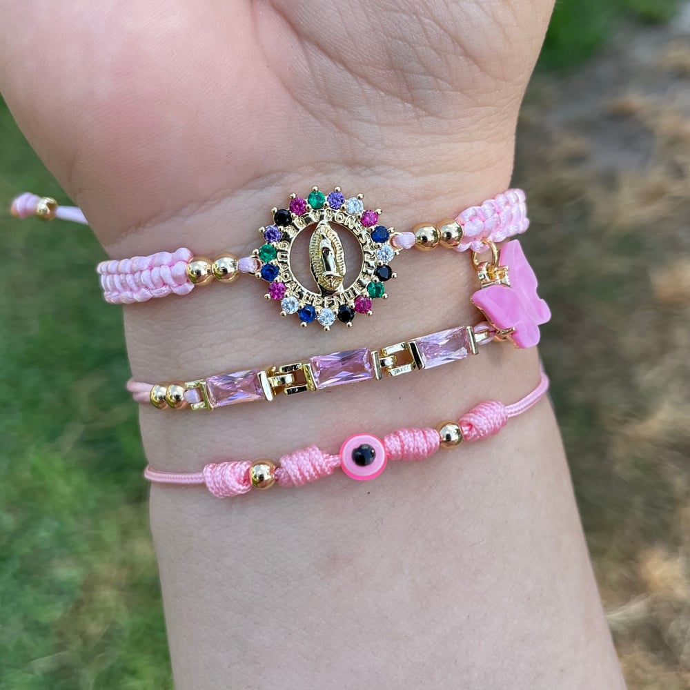 Pink Virgencita Handmade Bracelet Set