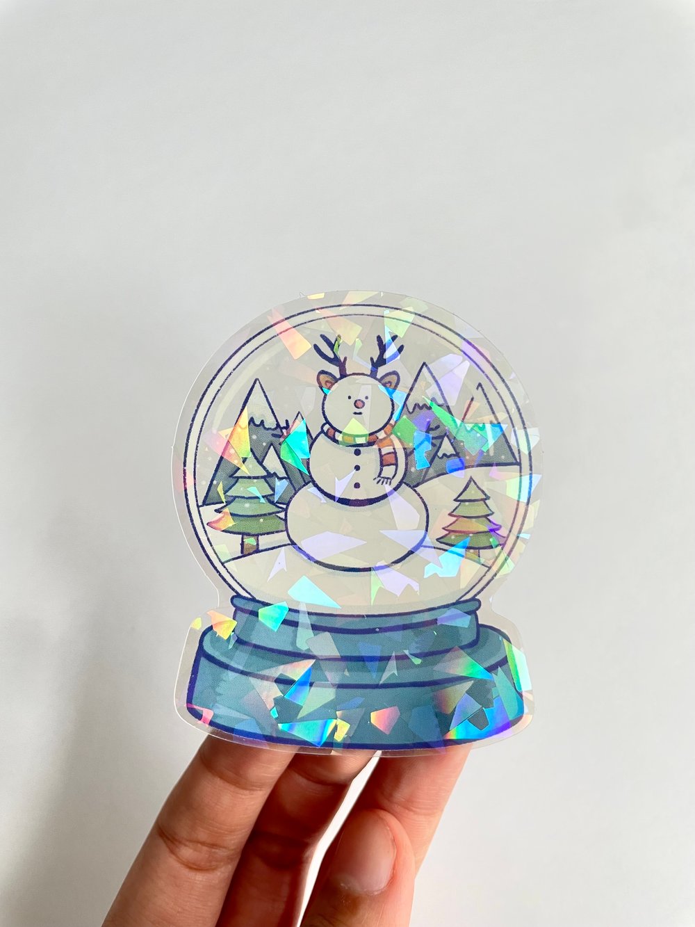 Image of Snowman Snowglobe Clear Cracked Ice Sticker