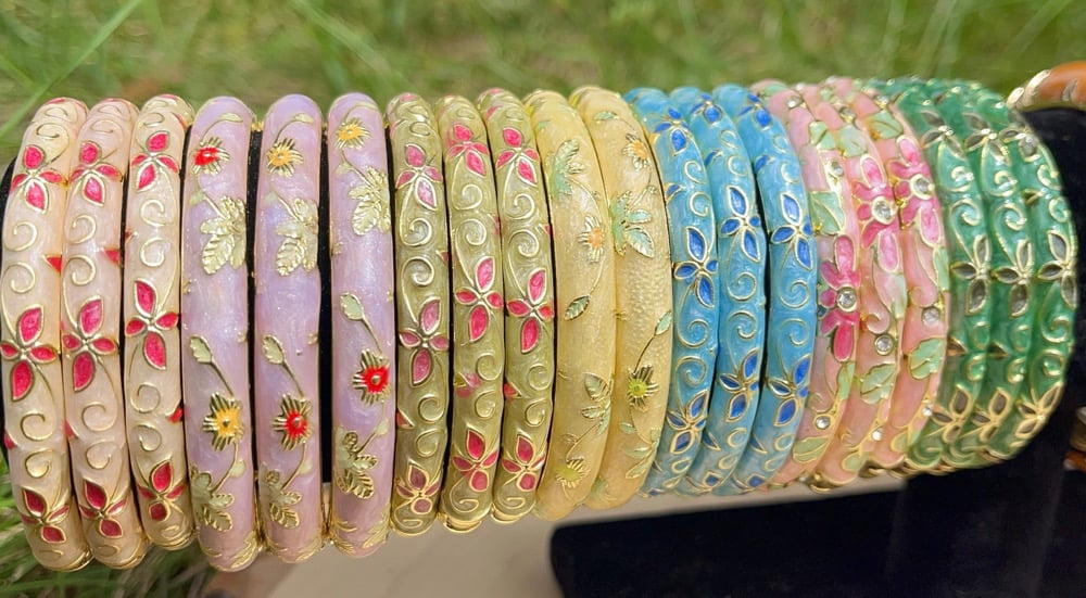Image of Floral Bangles (Thinner Band) 
