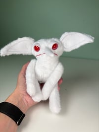 Image 3 of Soft Weighted Grumpy Goblin - White w/pink eyes