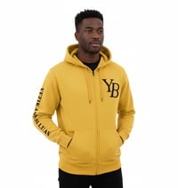Image 1 of YB Yellow Heavy Blend  Zip-Up Fleece Hoodie Sweatshirt 