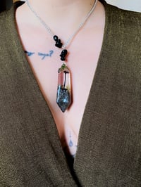 Image 3 of 🍄🌿Mushroom Terranium Obsidian Crystal Amulet 🌿🍄Large 