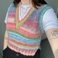 Image 4 of candy floss v-neck sweater vest
