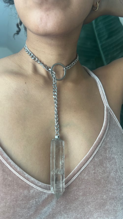 Image of AMINA Silver • Smokey Quartz Lariat Necklace