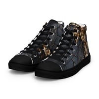 Image 8 of Gold and Black Tattered Texture Look Goth Inspired Women’s high top canvas shoes