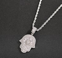 Image 2 of Small Baguette Hamsa Hand Necklace