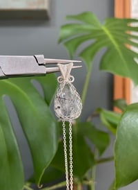 Image 1 of Silver Black Rutile Teardrop Crystal Necklace