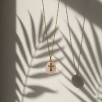 Image 1 of Forest Light Cross Necklace | Natural Stones