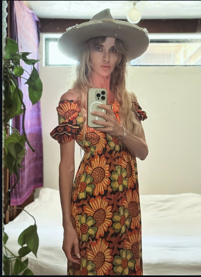 late 1960s India hand blocked batik cotton gauze maxi dress