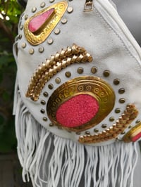 Image 2 of Dolly Bum bag suede fringe tassels WHITE and Moroccan Stone