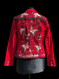 Image 1 of Large Red & Black Lace Jacket