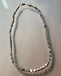 Image 2 of CLASSIC STRAND-labradorite and gray pearls