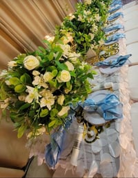 Image 2 of 40 cm Green and white flower balls 