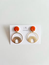 Paire de boucles d'oreilles céramique et plaqué or Créoles Vagua orange