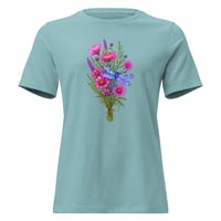 Image 6 of Women's Relaxed T-Shirt, Dragonfly Wildflower Bouquet Tee