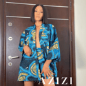 Muona African Print Kimono Shorts Set 