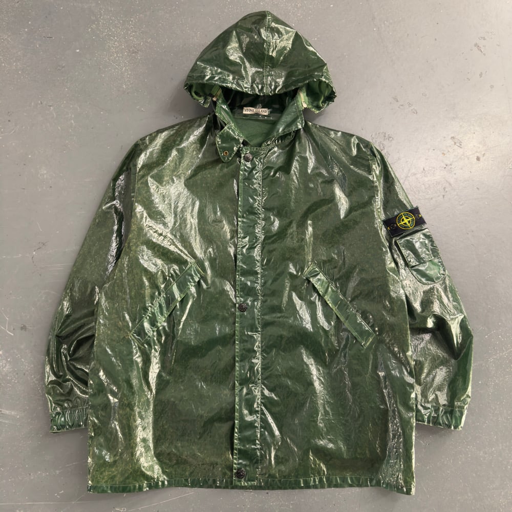 Image of 1992 / 1993 Stone Island Glazed Silk Toffee Wrapper jacket, size XXL
