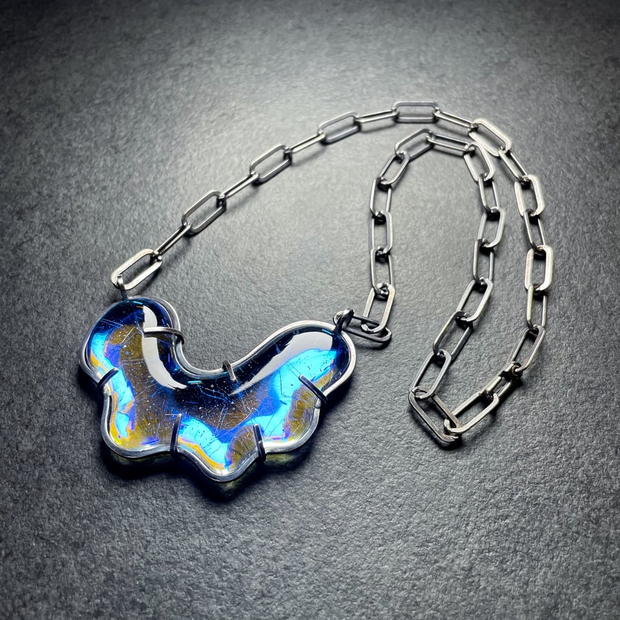 Image of Bulla Pendant Necklace 10: Blue Morpho