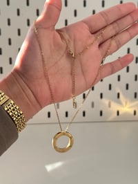 Image 3 of Gold Love Circle Pendant Necklace Quality Stainless Steel Unisex Fashion Necklace