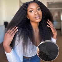 Image 1 of Kinky Straight 3 IN 1 Half Wig Human Hair 
