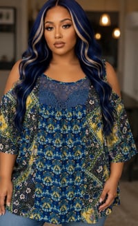Image 2 of (Gently Used) 2X new directions open shoulder multi top #1139*8